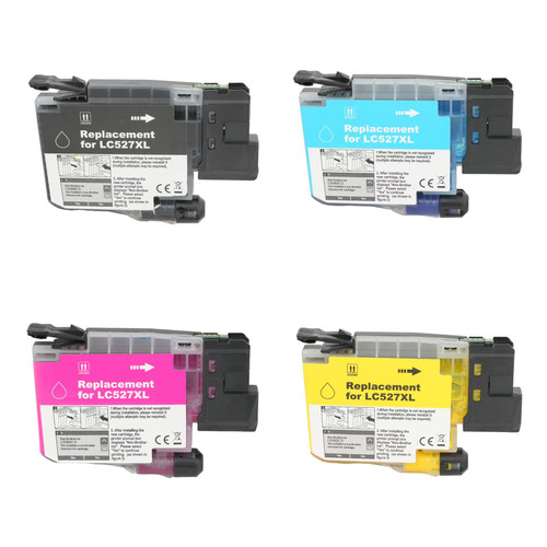 1 Go Inks Set of 4 Cartridges to replace Brother LC527 Compatible / non-OEM for Brother DCP Printers (4 Inks)