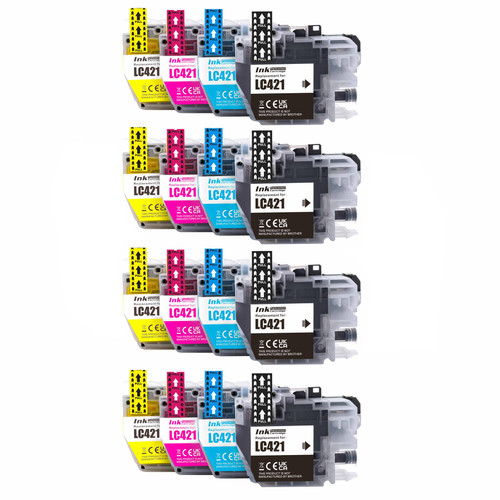 4 Go Inks Set of 4 Cartridges to replace Brother LC421 Compatible / non-OEM for Brother DCP & MFC Printers (16 Inks)