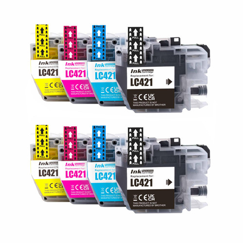2 Go Inks Set of 4 Cartridges to replace Brother LC421 Compatible / non-OEM for Brother DCP & MFC Printers (8 Inks)