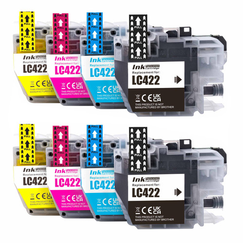 2 Go Inks Set of 4 Cartridges to replace Brother LC422 Compatible / non-OEM for Brother DCP & MFC Printers (8 Inks)