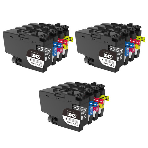 3 Go Inks Set of 4 Cartridges to replace Brother LC427 Compatible / non-OEM for Brother DCP & MFC Printers (12 Inks)