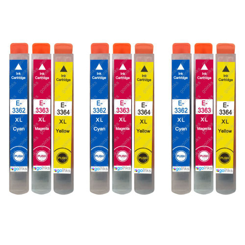 3 Go Inks Set of 3 Ink Cartridges to replace Epson T3357 (33XL Series) C/M/Y Compatible / non-OEM for Epson Expression Home Printers (9 Inks)