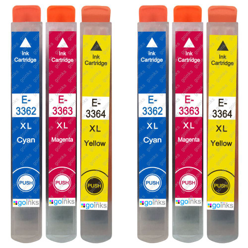 2 Go Inks Set of 3 Ink Cartridges to replace Epson T3357 (33XL Series) C/M/Y Compatible / non-OEM for Epson Expression Home Printers (6 Inks)