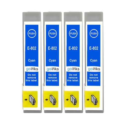 4 Go Inks Cyan Ink Cartridges to replace Epson T0802 Compatible / non-OEM for Epson Stylus Photo Printers