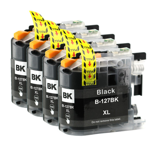 4 Go Inks Black Ink Cartridges to replace Brother LC127XLBk Compatible / non-OEM for  Brother DCP & MFC Printers