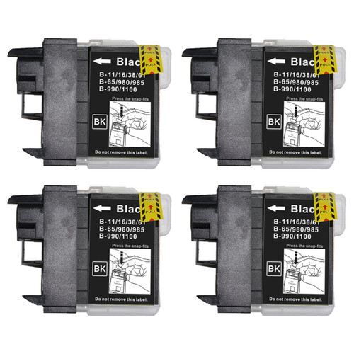 4 Go Inks Black Ink Cartridges to replace Brother LC980Bk & LC1100Bk Compatible / non-OEM for Brother DCP & MFC Printers