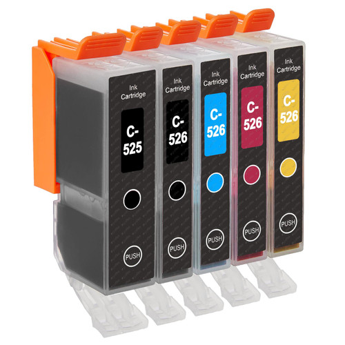 Canon 525/526 - Pack x 5 jet d'encre équivalent à PGI525, CLI526