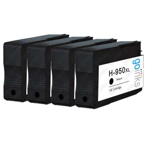 Compatible HP 950 Black Ink Cartridges from Go Inks (4 Inks)