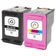 Set of 2 Remanufactured 302XL Ink Cartridges replacements for HP Printers - Black & Tri-Colour - Replace F6U68AE & F6U67AE