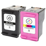 Set of 2 Remanufactured 303XL Ink Cartridges replacements for HP Printers - Black & Tri-Colour - Replace T6N04AE & T6N03AE