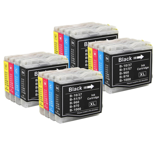 Set De 4 Cartouches D'encre Compatibles Brother LC970 & LC1000 - Noir, Cyan, Magenta, Jaune