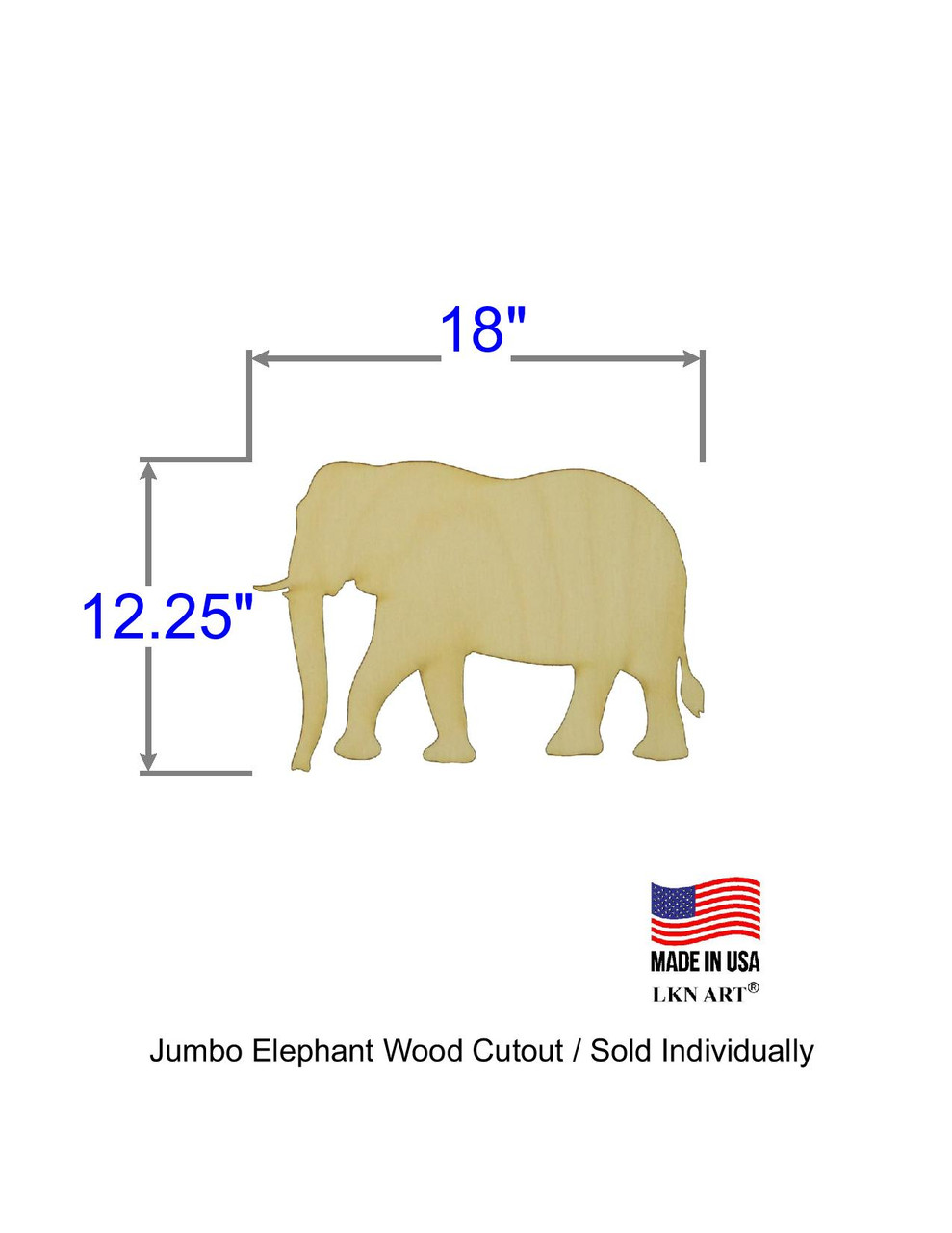 Elephant Wood Cutouts 8-inch, Pack of 25 Wooden Crafts to Paint, Wooden Cutouts for Crafts, by Woodpeckers