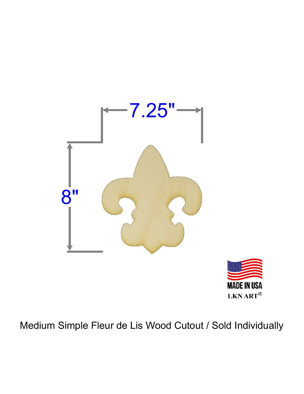 Simple Fleur De Lis Wood Cut, Unfinished Wood Cutouts and Shapes