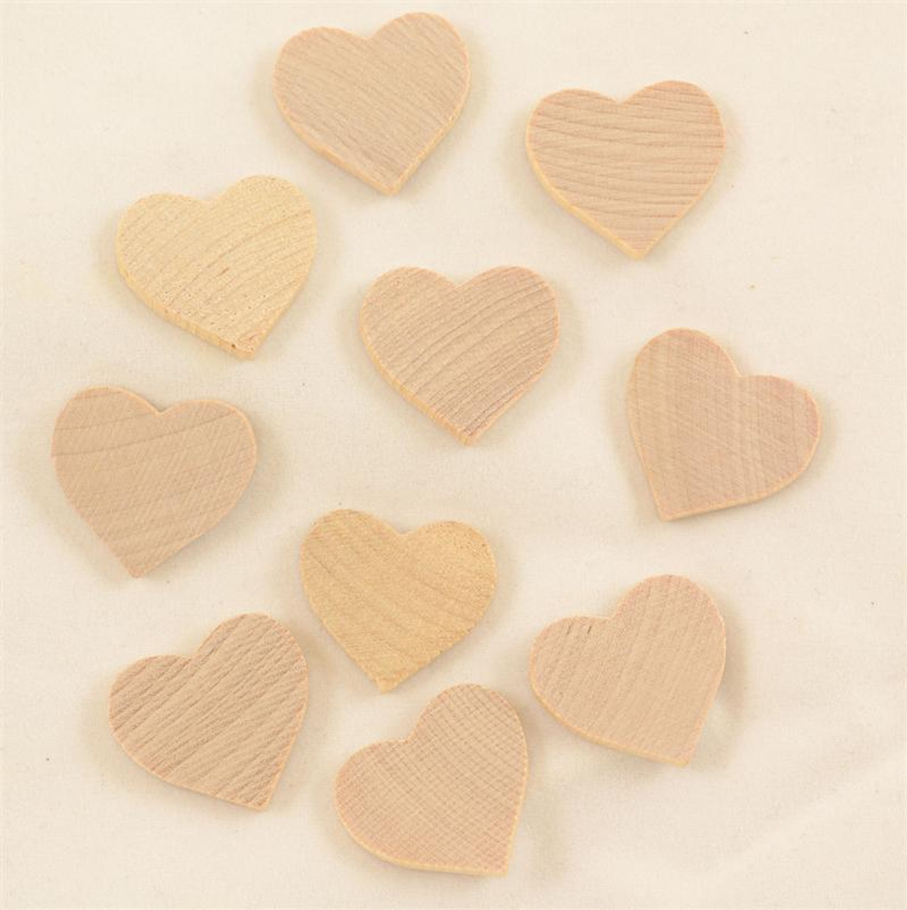 Solid Hardwood Heart 1 x 1/8 inch Thick / Package of 10