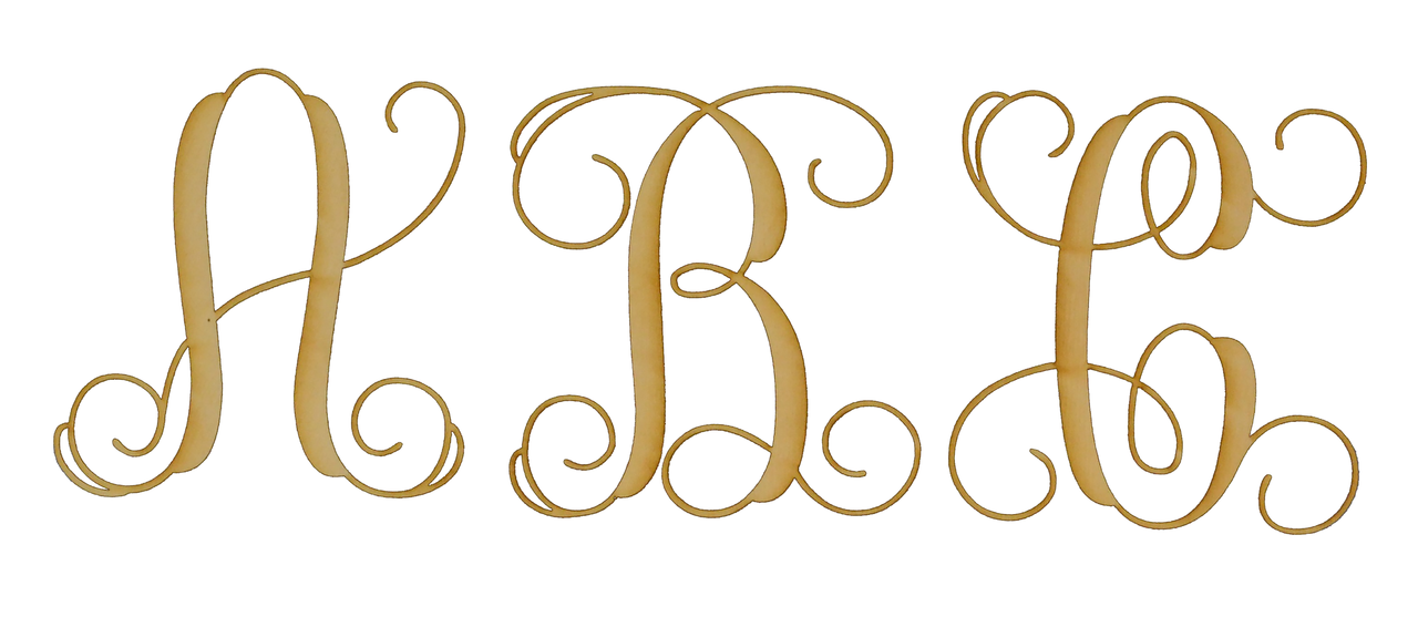 Download Wooden Monogram Letters Vine Script Wooden Letters