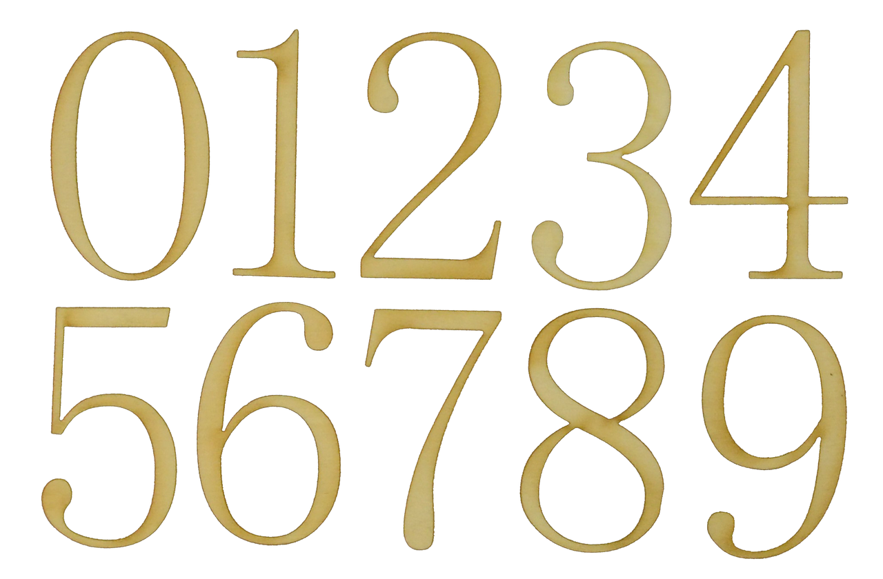 Wood Numbers in The Century Gothic Font 