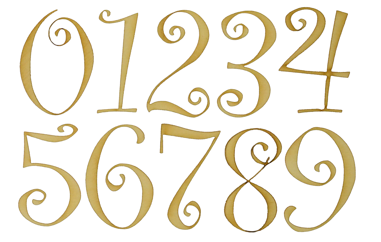 1 to 1 1/2 Wood Letters and Numbers, Style 3, Laser Cut Numbers or