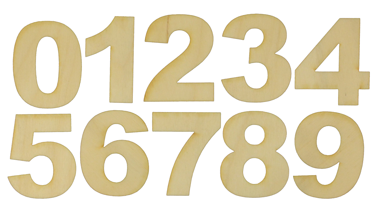 Wood Numbers in The Arial Font 
