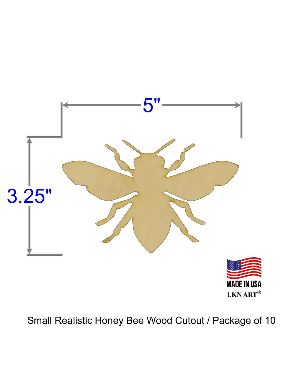 Bee Shape Unfinished Wood Cutouts Variety of Sizes