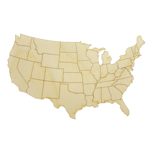 United States Map Wood Cutout