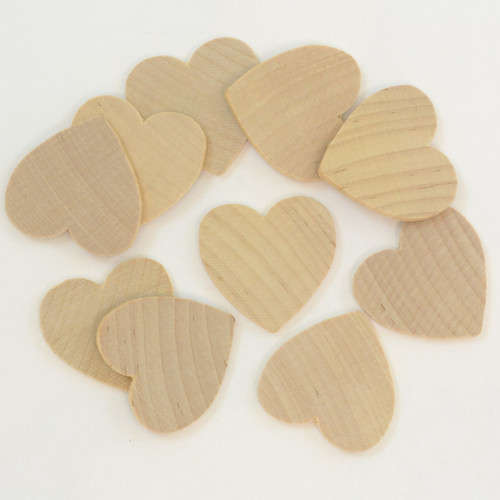 Solid Hardwood Heart 1 x 1/8 inch Thick / Package of 10