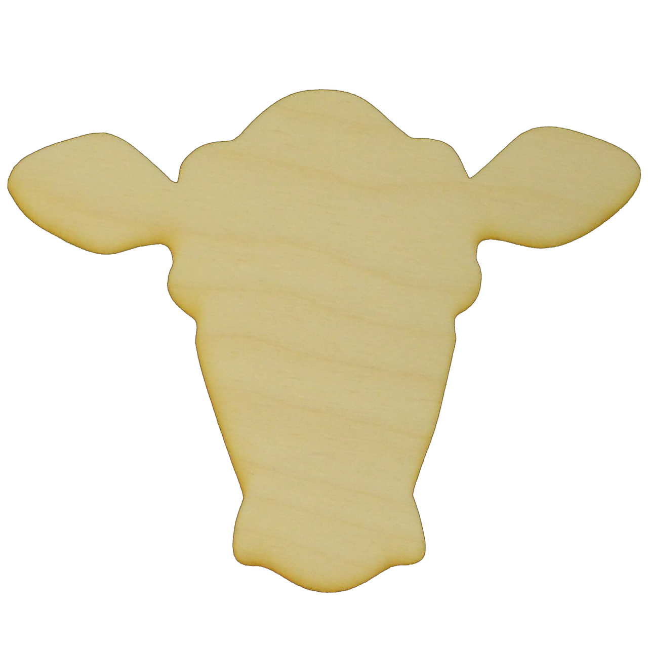 Unfinished Wood Cow Head With Cattle Tag 2 Piece Set Cutouts