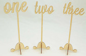 Wooden table numbers that are free standing.