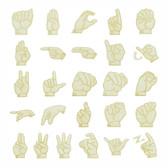 American Sign Language Detailed Wood Letters, Full Alphabet