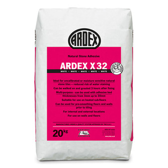 ARDEX X 32 Flexible Rapid Set Thick Bed Tile & Stone Adhesive for External Areas White 20kg