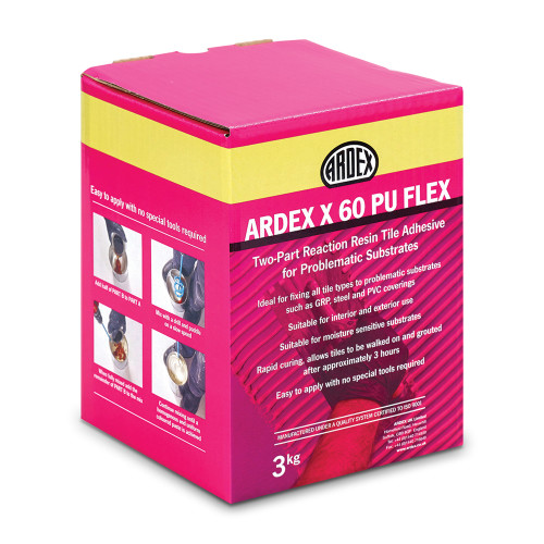 ARDEX X 60 PU FLEX Polyurethane Reaction Resin Tile Adhesive 3kg