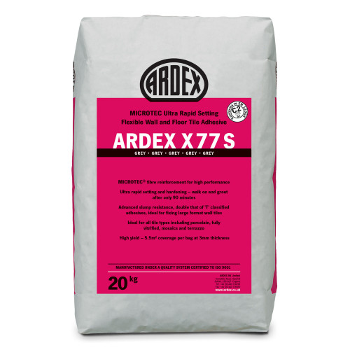 ARDEX X 77 S MICROTEC® Flexible Rapid Set Tile Adhesive Grey 20kg
