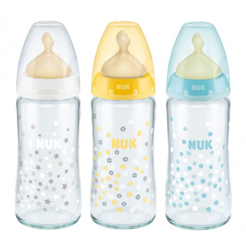 Nuk first choice biberón cristal 0-6 meses talla m 240 mL