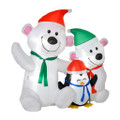 844-393 HOMCOM 1.1m LED Outdoor Inflatable Bears and Penguin
