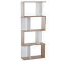 833-451 4 Tier - S Shaped Bookcase - Particle Board - Wht/Oak