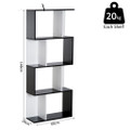 833-451BK 4 Tier - S Shaped Bookcase - Particle Board - Wht/Blk