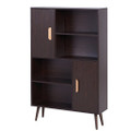 836-113 Walnut Bookcase w/Doors - Particle Board - Black