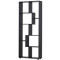 836-141BK 8 Shelf White Bookcase - Particle Board - Black