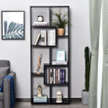 836-141BK 8 Shelf White Bookcase - Particle Board - Black
