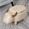 838-004CW Cow - Footstool Ottoman - Ivory - PU Leather 838-004CW Cow - Footstool Ottoman - Ivory - PU Leather