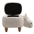 838-016CWV70 Hippo - Footstool Ottoman - Cream/White - PU Leather