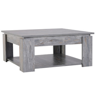 833-557 Grained Wood Style - 2 Tier Coffee Table - Grey