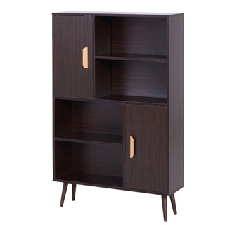 836-113 Walnut Bookcase w/Doors - Particle Board - Black