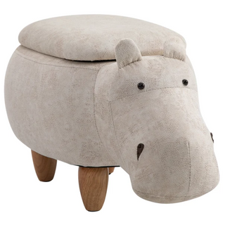 838-016CWV70 Hippo - Footstool Ottoman - Cream/White - PU Leather