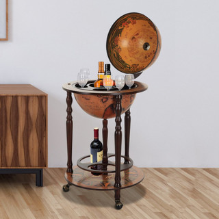 801-041 Retro Globe - Wine Storage Trolly - Brown 801-041 Retro Globe - Wine Storage Trolly - Brown