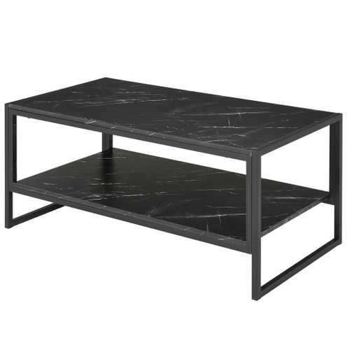 833-821BK Faux Marble Style - Steel Framed Coffee Table - Black