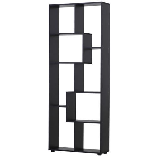 836-141BK 8 Shelf White Bookcase - Particle Board - Black