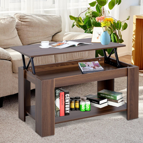 833-549 Grained Wood Style - Lift Up Coffee Table - Brown