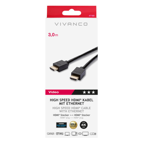 47160 Vivanco HDMI 3m High Speed Cable with Ethernet