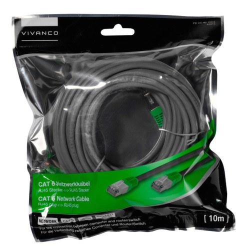 45913 Vivanco Ethernet Cat6 Network Cables Grey - 10m