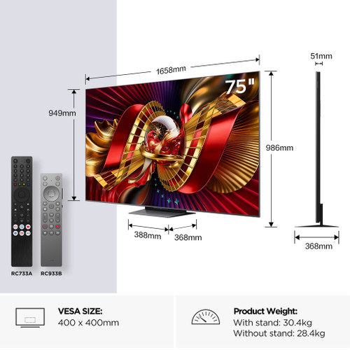 TCL 75C8L-UK 75" 4K Ultra HD QD-Mini LED Google TV